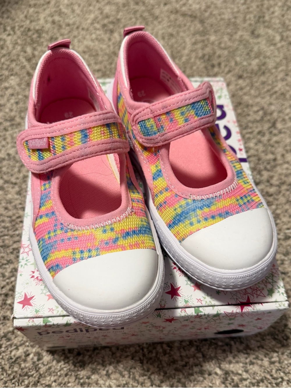 pediped Pink Multi-Color Mary Jane Sneakers for Kids